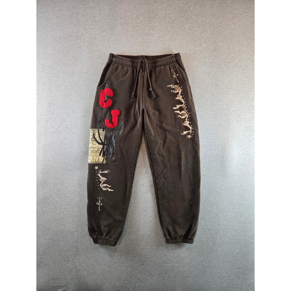Cactus‎ Jack CJ Flare Sweatpants Mens Medium Brown Travis Scott Graphic Joggers